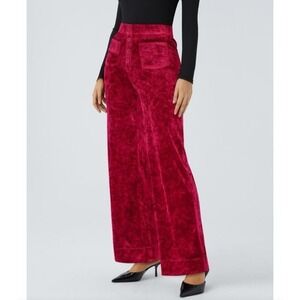 NWT HALARA Red Velvet Pants Medium‎  High Waisted Pockets Straight Leg Boho ALT